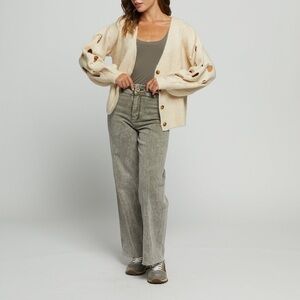 Benaar  LA Zoe Wide Leg Jeans Color Fade Green  NWOT